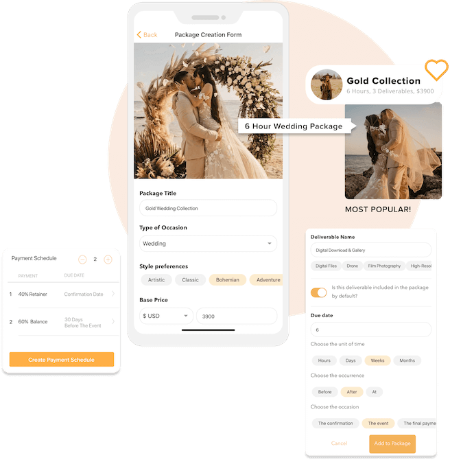 Wedy Package Creation Form Screen